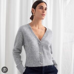 & Other Stories Mohair Dinosaur Button Cardigan - Gray - Size Small